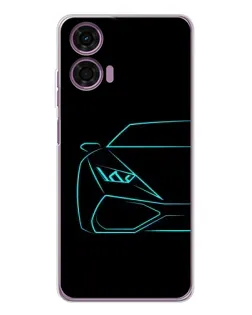 Чехол для Motorola Moto E14 с картинкой «Голубой силуэт Lamborghini»