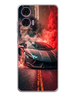 Чехол для Motorola Moto E14 с картинкой «Lamborghini красный дым»