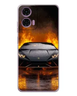 Чехол для Motorola Moto E14 с картинкой «Lamborghini в огне»