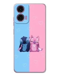 Чехол для Motorola Moto E14 с картинкой «Stitch и Angel Love»