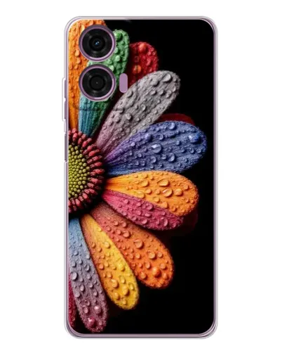 Чехол для Motorola Moto E14 с картинкой «Радужный цветок»