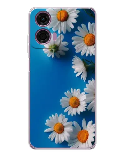 Чехол для Motorola Moto E14 с картинкой «Белоснежные маргаритки»