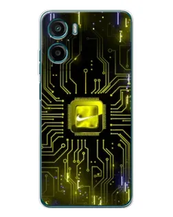 Чехол для Motorola Moto E15 с картинкой «Nike — золотая искра»