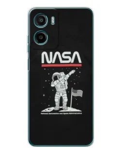 Чехол для Motorola Moto E15 с картинкой «NASA — шагаем по Луне»
