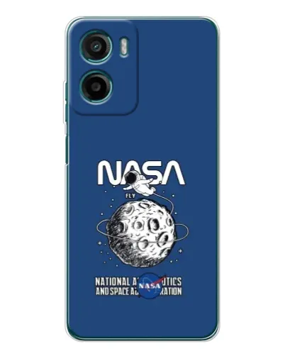 Чехол для Motorola Moto E15 с картинкой «NASA — лунная миссия»