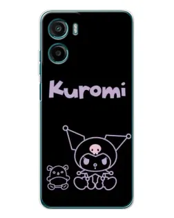 Чохол для Motorola Moto E15 з картинкою «Kuromi — чорний мінімалізм»