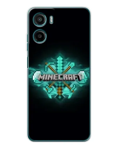 Чехол для Motorola Moto E15 с картинкой «Minecraft Diamond лого»