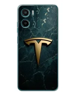 Чехол для Motorola Moto E15 с картинкой «Мраморная Tesla Gold»