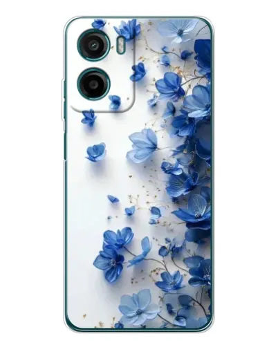 Чехол для Motorola Moto E15 с картинкой «Голубой цветочный каскад»