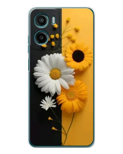 Чехол для Motorola Moto E15 с картинкой «Подсолнух и ромашка»