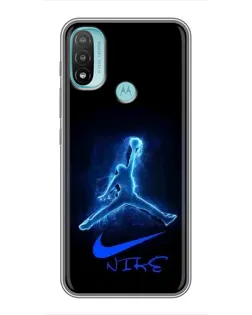 Чехол для Motorola MOTO E20 с картинкой «Jordan Neon Blue»