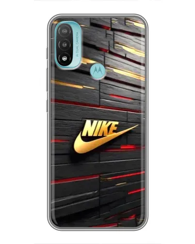 Чехол для Motorola MOTO E20 с картинкой «Золотой Nike на металле»