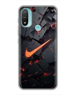 Чехол для Motorola MOTO E20 с картинкой «Nike — эффект разломов»