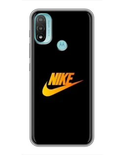 Чехол для Motorola MOTO E20 с картинкой «Золотой логотип Nike»