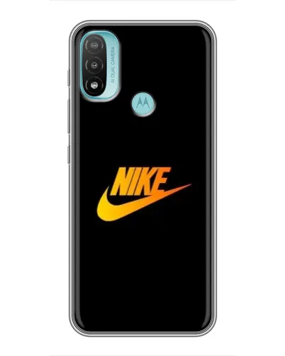 Чехол для Motorola MOTO E20 с картинкой «Золотой логотип Nike»