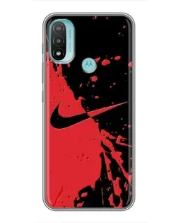 Чехол для Motorola MOTO E20 с картинкой «Красные брызги Nike»