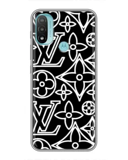Чехол для Motorola MOTO E20 с картинкой «Черно-белый узор LV»