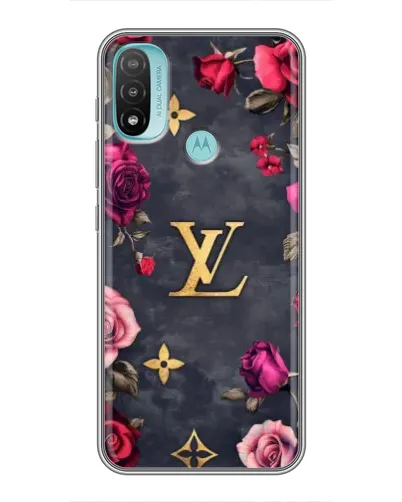 Чехол для Motorola MOTO E20 с картинкой «Цветочный Louis Vuitton»