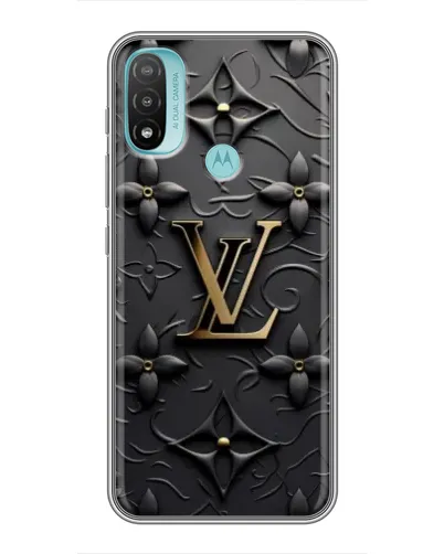 Чехол для Motorola MOTO E20 с картинкой «Кожаная текстура LV»