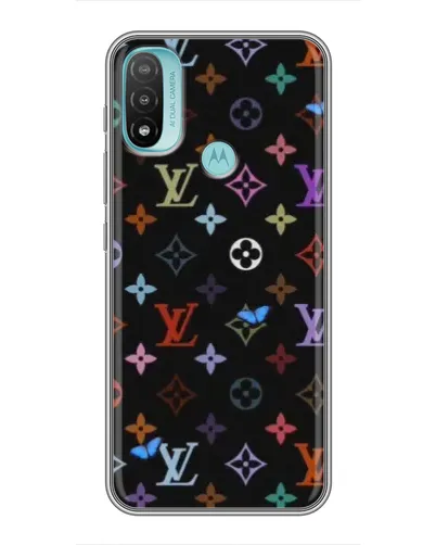 Чехол для Motorola MOTO E20 с картинкой «Цветная монограмма LV»
