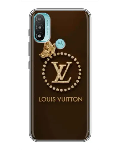 Чехол для Motorola MOTO E20 с картинкой «LV — золотая печать»