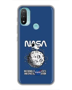 Чехол для Motorola MOTO E20 с картинкой «NASA — лунная миссия»