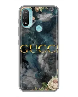 Чехол для Motorola MOTO E20 с картинкой «Абстрактные цветы Gucci»