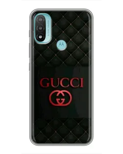 Чехол для Motorola MOTO E20 с картинкой «Gucci — стеганый черный»