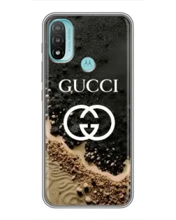 Чехол для Motorola MOTO E20 с картинкой «Gucci — песчаные дюны»