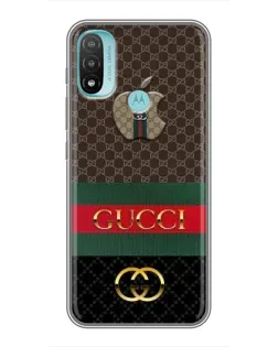 Чехол для Motorola MOTO E20 с картинкой «Gucci — брендированный десерт»