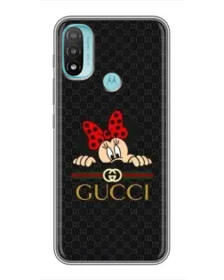 Чехол для Motorola MOTO E20 с картинкой «Минни Маус Gucci — черный»