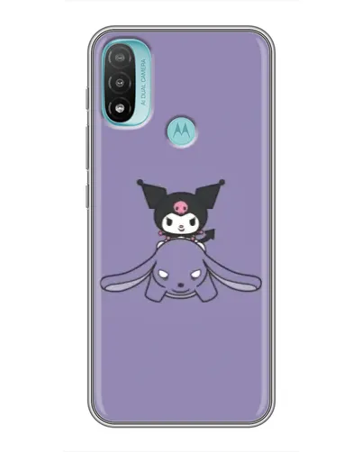 Чехол для Motorola MOTO E20 с картинкой «Kuromi на лиловом фоне»