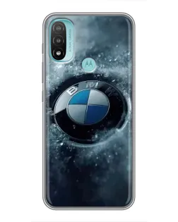 Чехол для Motorola MOTO E20 с картинкой «Логотип BMW — лед»
