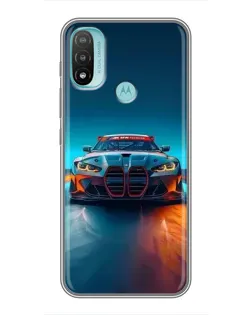 Чехол для Motorola MOTO E20 с картинкой «BMW — огни неона»