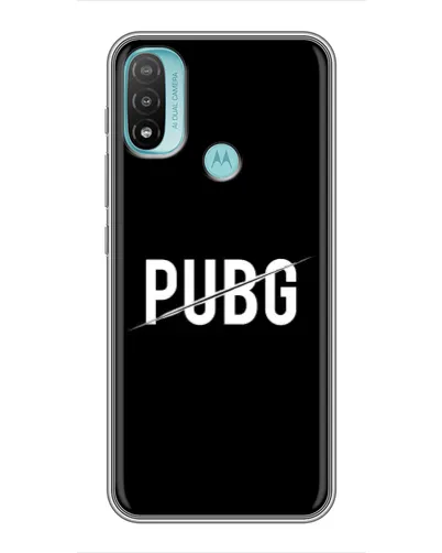 Чехол для Motorola MOTO E20 с картинкой «PUBG — белый логотип»
