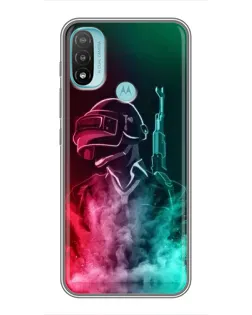 Чехол для Motorola MOTO E20 с картинкой «PUBG — огненный воин»