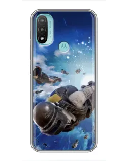 Чехол для Motorola MOTO E20 с картинкой «Десант PUBG — прыжок»