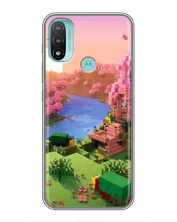 Чехол для Motorola MOTO E20 с картинкой «Розовое дерево Minecraft»