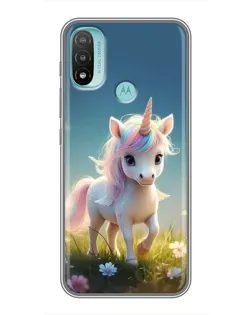 Чехол для Motorola MOTO E20 с картинкой «Единорог на поляне»