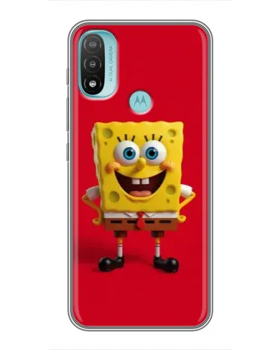 Чехол для Motorola MOTO E20 с картинкой «Спанч Боб на красном»