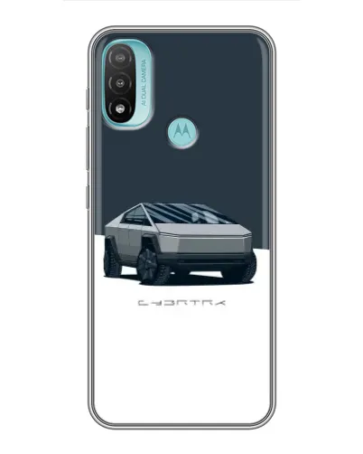 Чехол для Motorola MOTO E20 с картинкой «Серебристый Cybertruck Tesla»