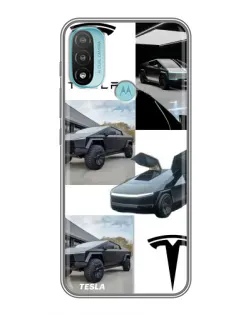 Чехол для Motorola MOTO E20 с картинкой «Коллаж Cybertruck Tesla»