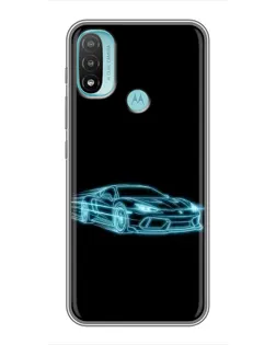 Чехол для Motorola MOTO E20 с картинкой «Неоновый контур Lamborghini»