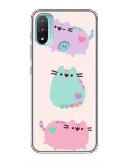 Чехол для Motorola MOTO E20 с картинкой «Pusheen трио»