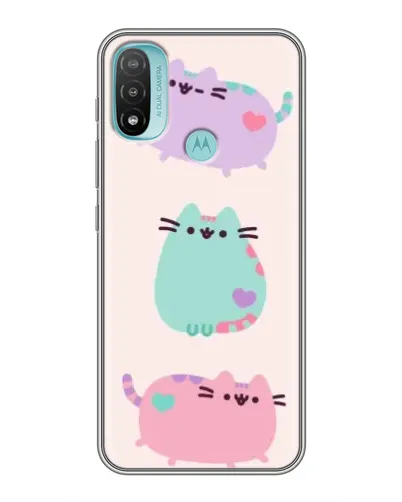 Чехол для Motorola MOTO E20 с картинкой «Pusheen трио»
