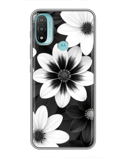 Чехол для Motorola MOTO E20 с картинкой «Монохромные астры»