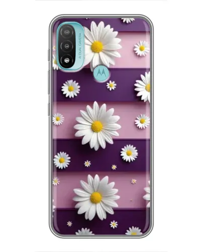 Чехол для Motorola MOTO E20 с картинкой «Ромашки на фиолетовом»