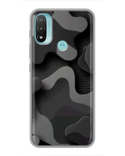 Чехол для Motorola MOTO E20 с картинкой «Темный абстрактный камуфляж»