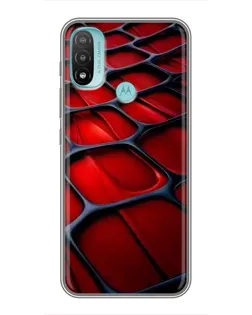 Чехол для Motorola MOTO E20 с картинкой «Красная глянцевая сетка»