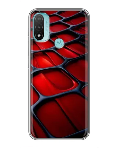 Чехол для Motorola MOTO E20 с картинкой «Красная глянцевая сетка»